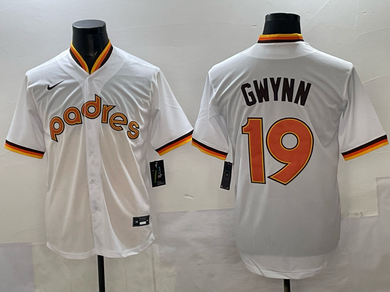 Men 2025 San Diego Padres #19 Gwynn white Nike MLB Jersey 004->cincinnati bengals->NFL Jersey